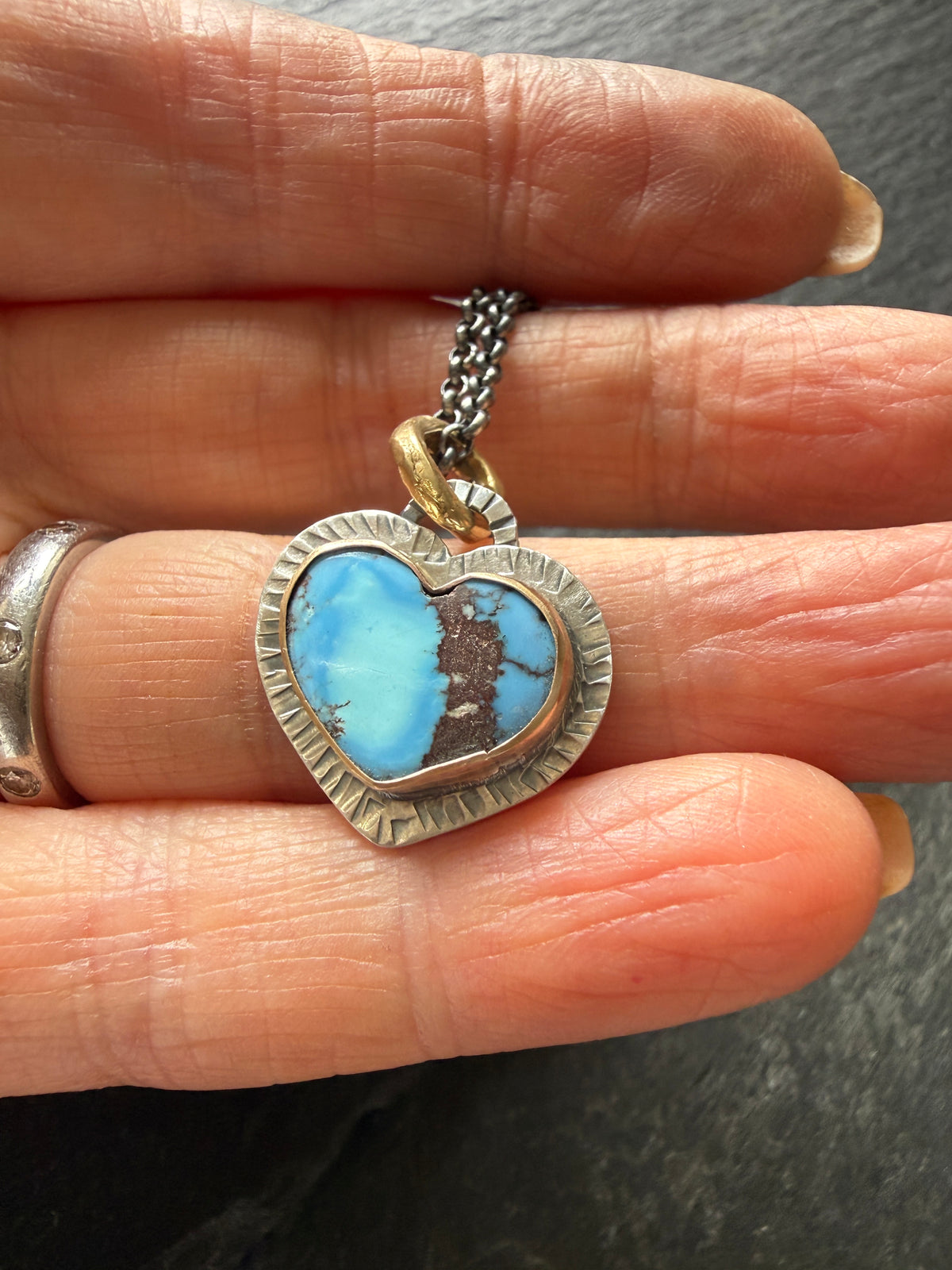 RESERVED - Golden Hills Turquoise Heart Pendant