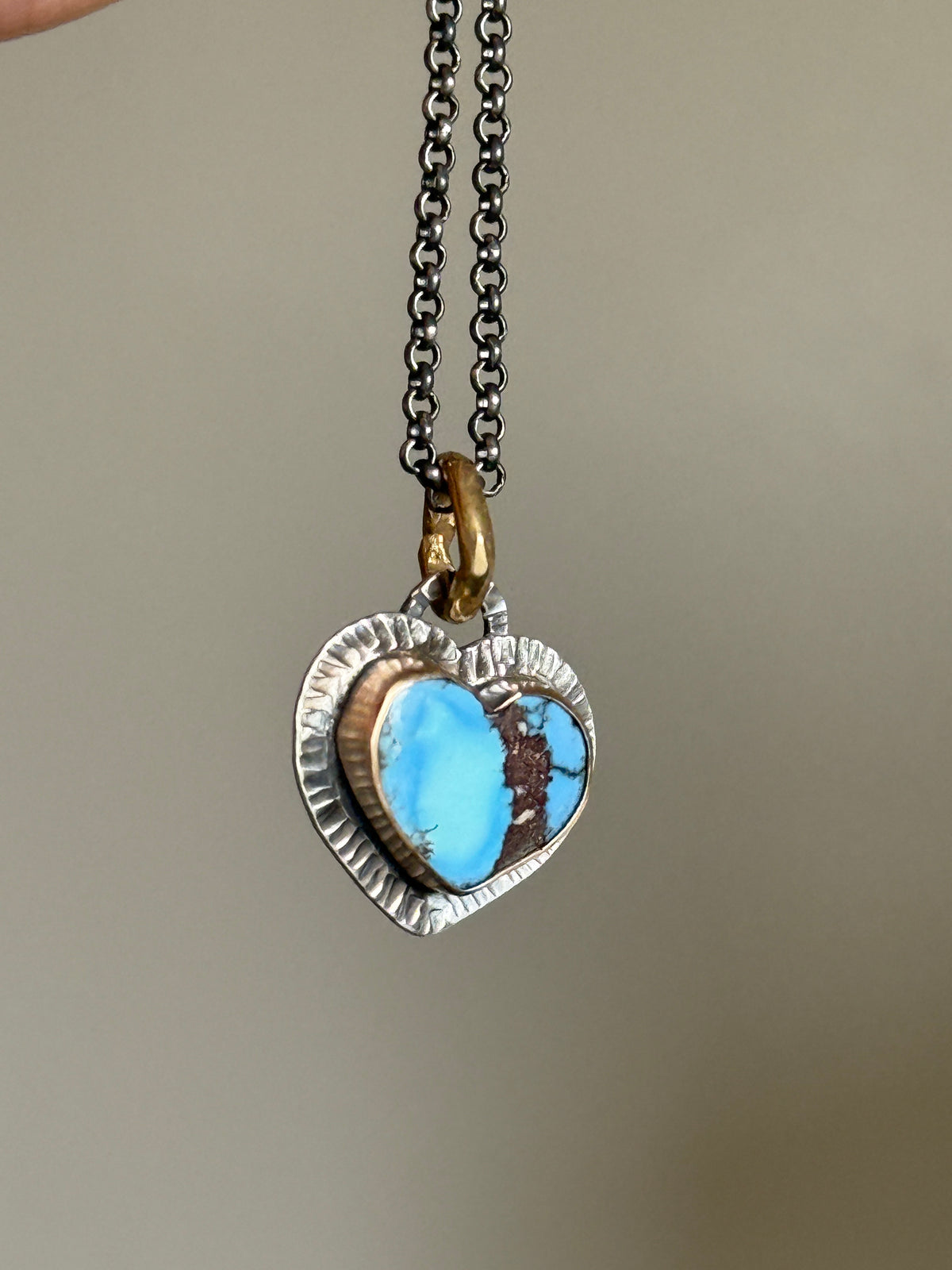 RESERVED - Golden Hills Turquoise Heart Pendant