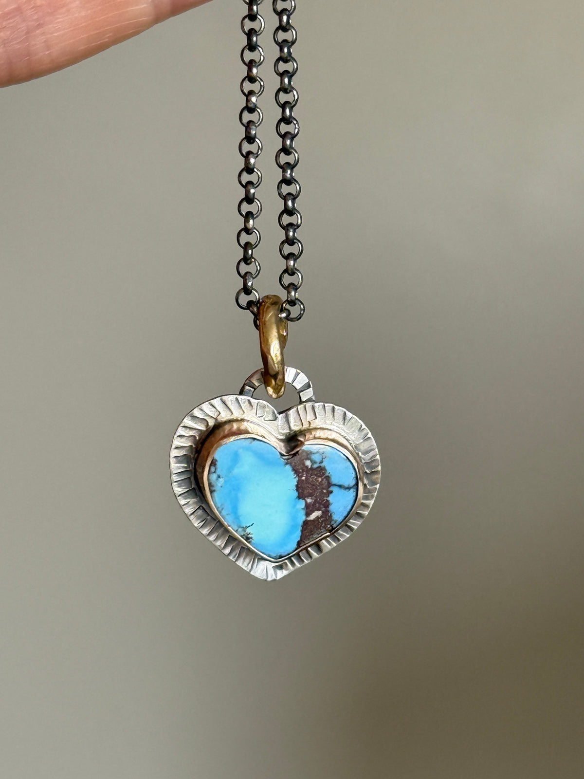 RESERVED - Golden Hills Turquoise Heart Pendant