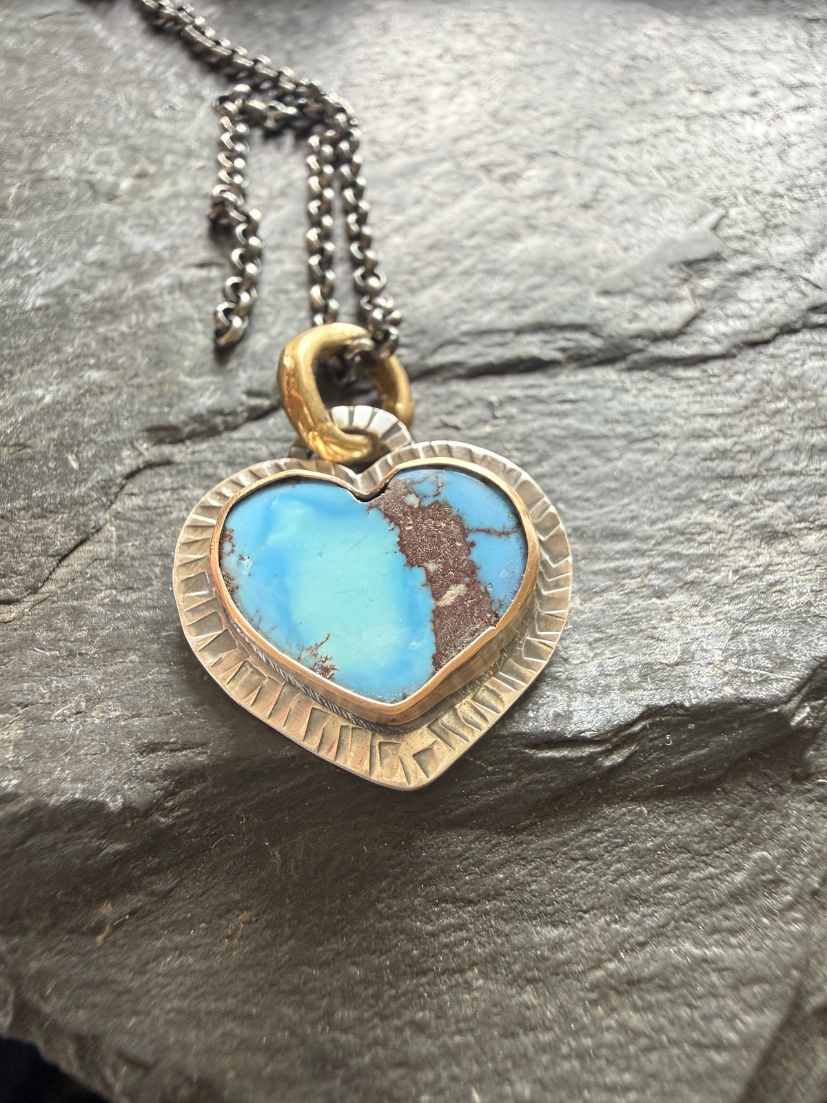 RESERVED - Golden Hills Turquoise Heart Pendant