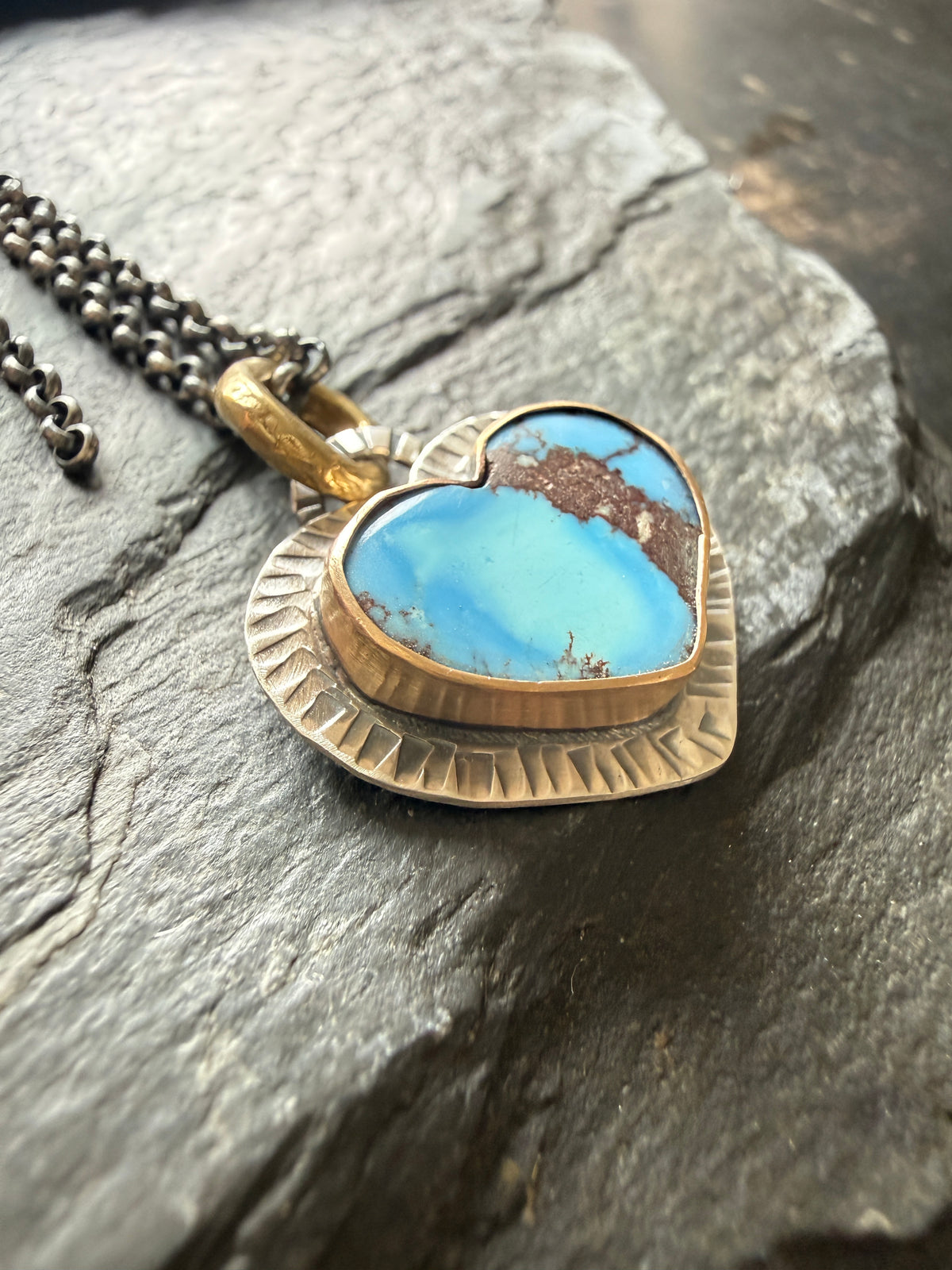 RESERVED - Golden Hills Turquoise Heart Pendant