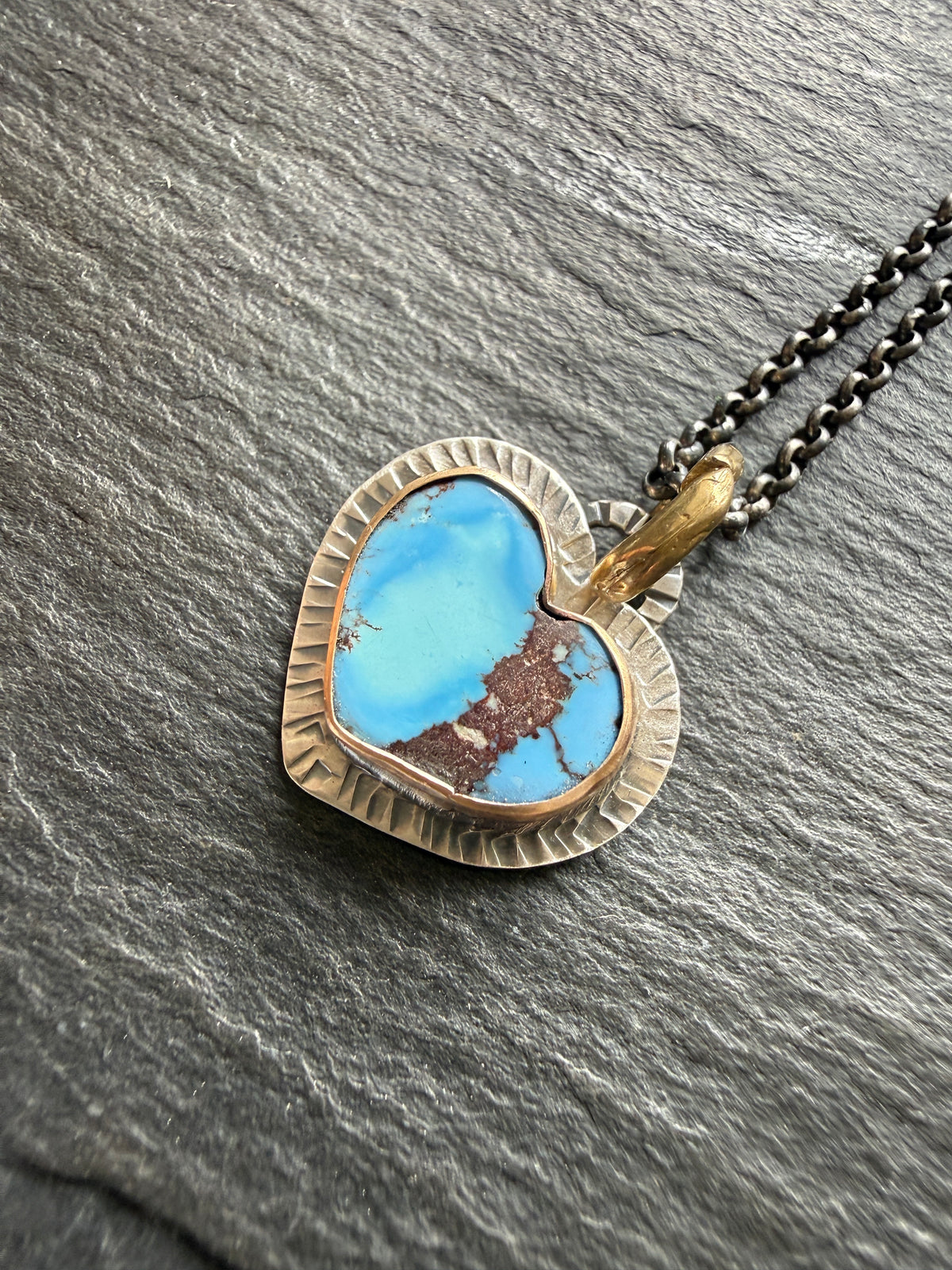 RESERVED - Golden Hills Turquoise Heart Pendant