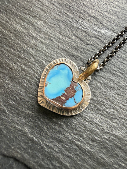 RESERVED - Golden Hills Turquoise Heart Pendant