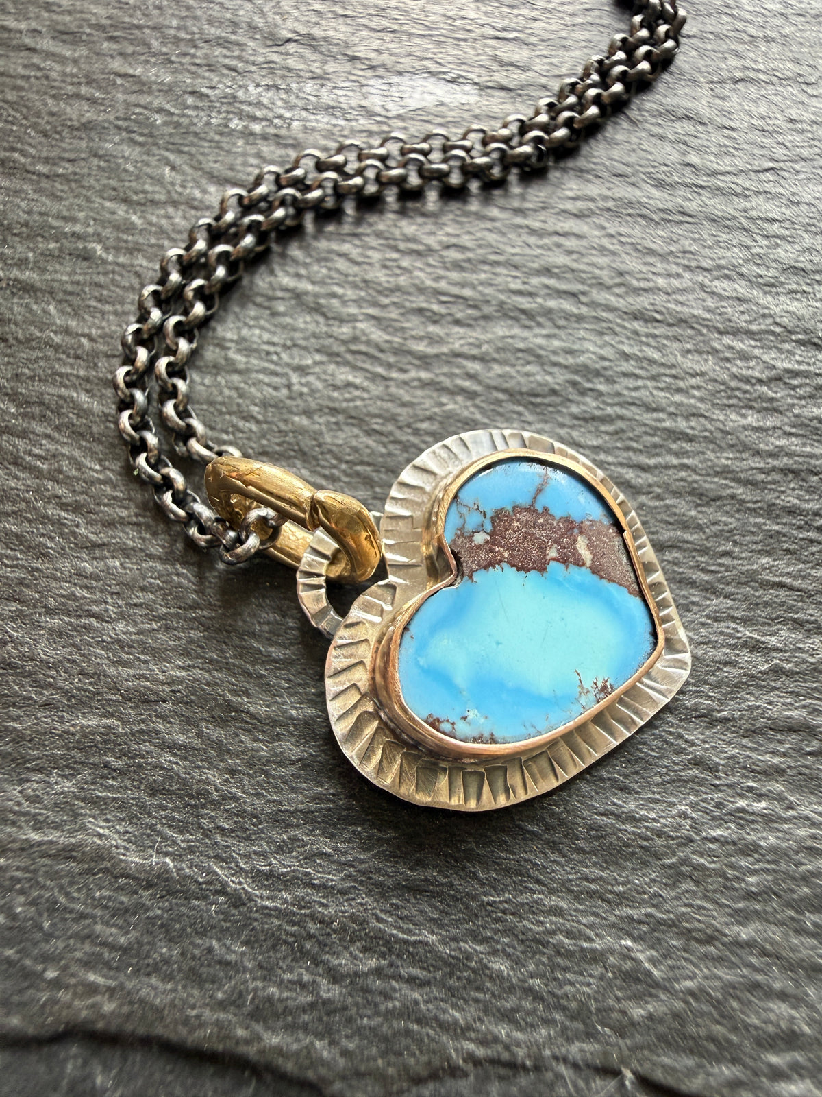 RESERVED - Golden Hills Turquoise Heart Pendant