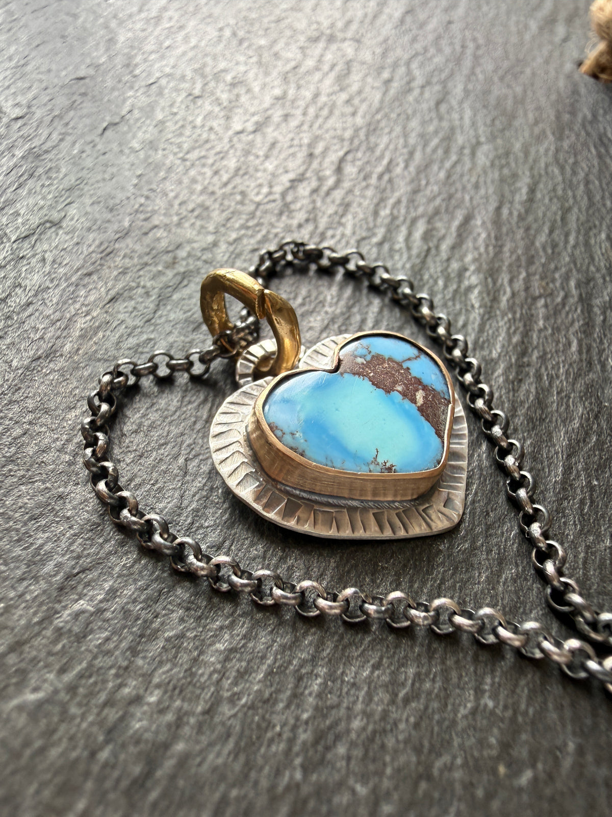 RESERVED - Golden Hills Turquoise Heart Pendant