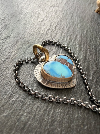 RESERVED - Golden Hills Turquoise Heart Pendant