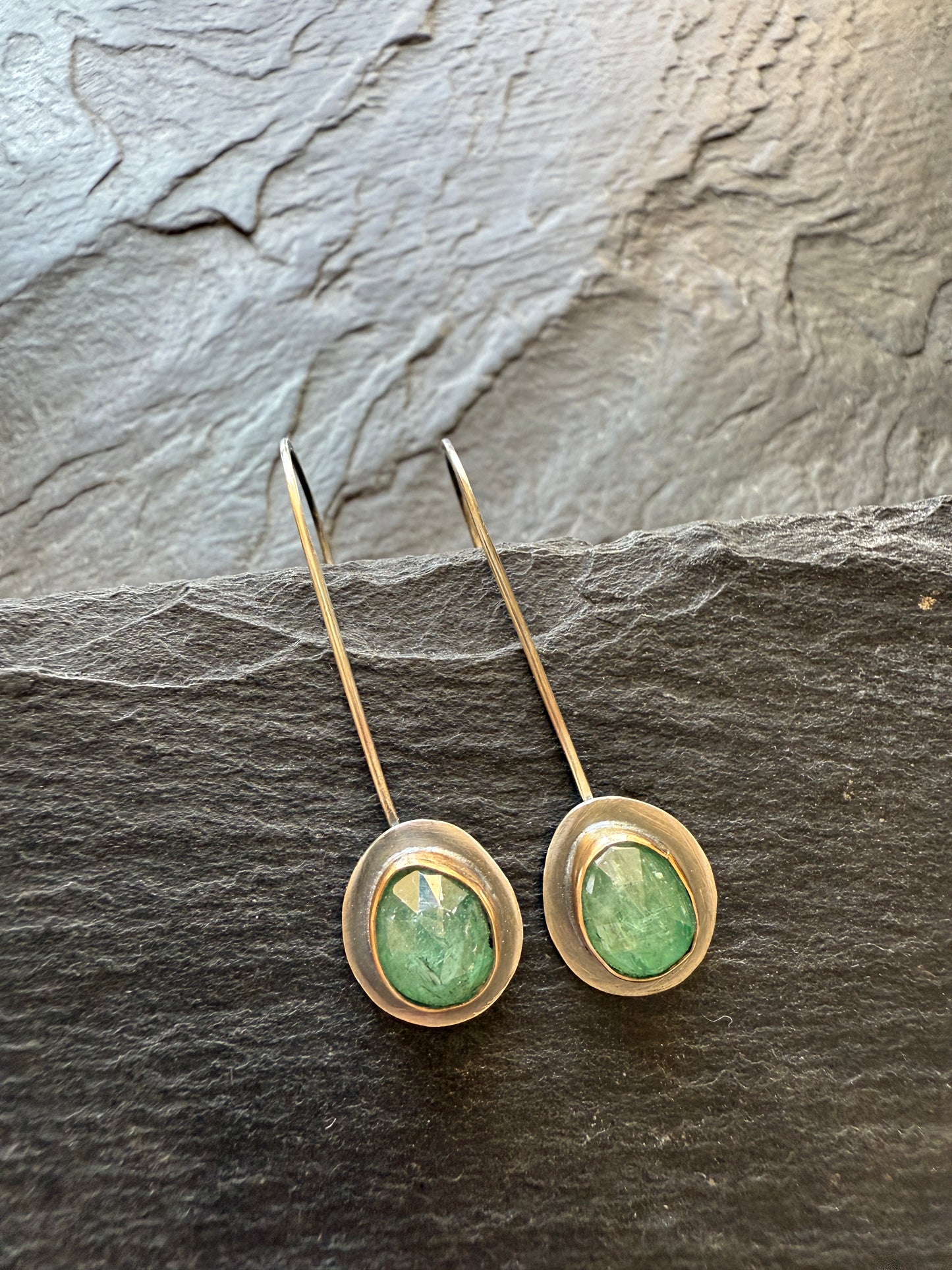 Emerald Kyanite Drop Earrings