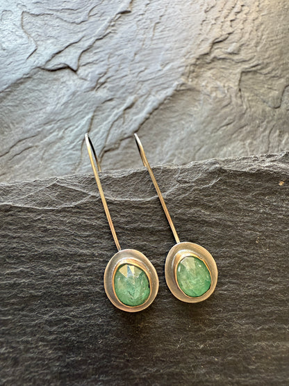 Emerald Kyanite Drop Earrings