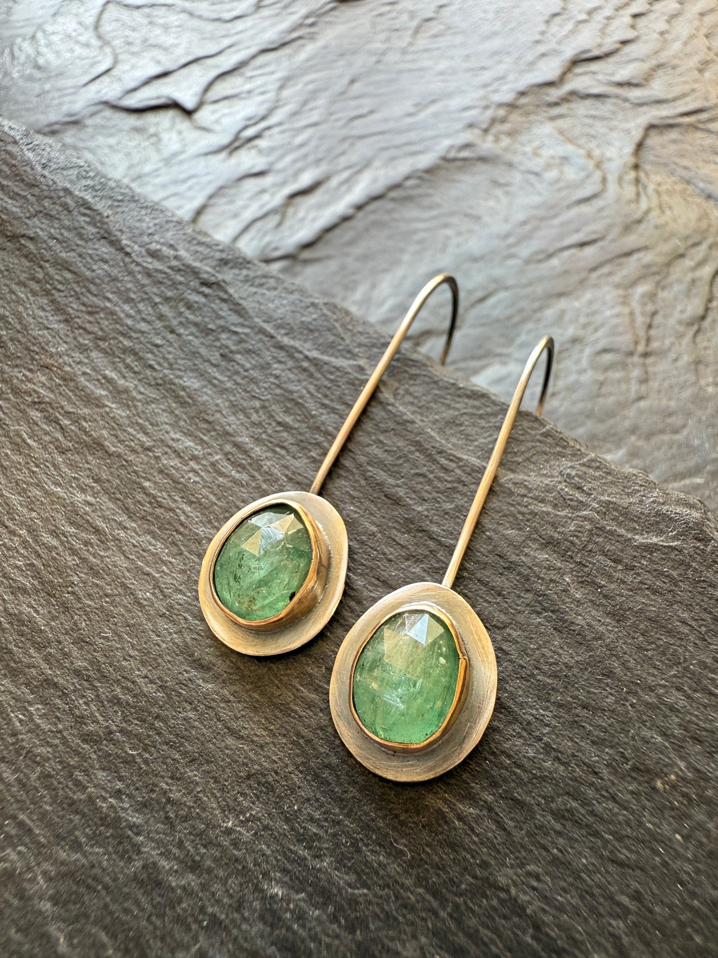 Emerald Kyanite Drop Earrings