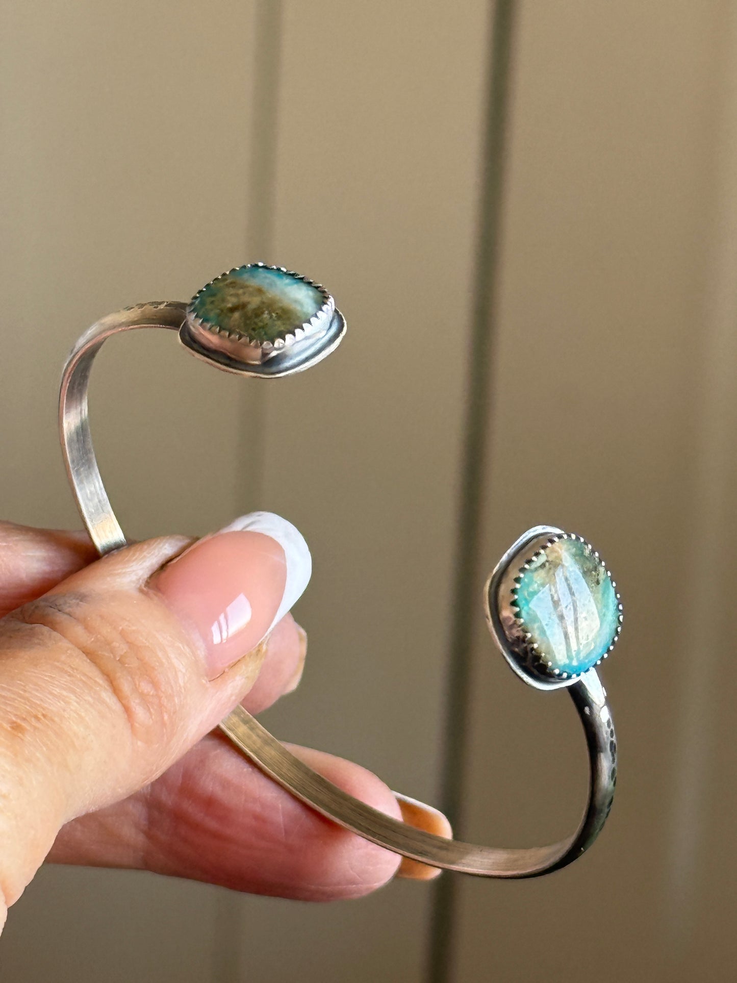 Opalised Petrified Wood Stone Open Bangle