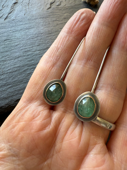 Emerald Kyanite Drop Earrings