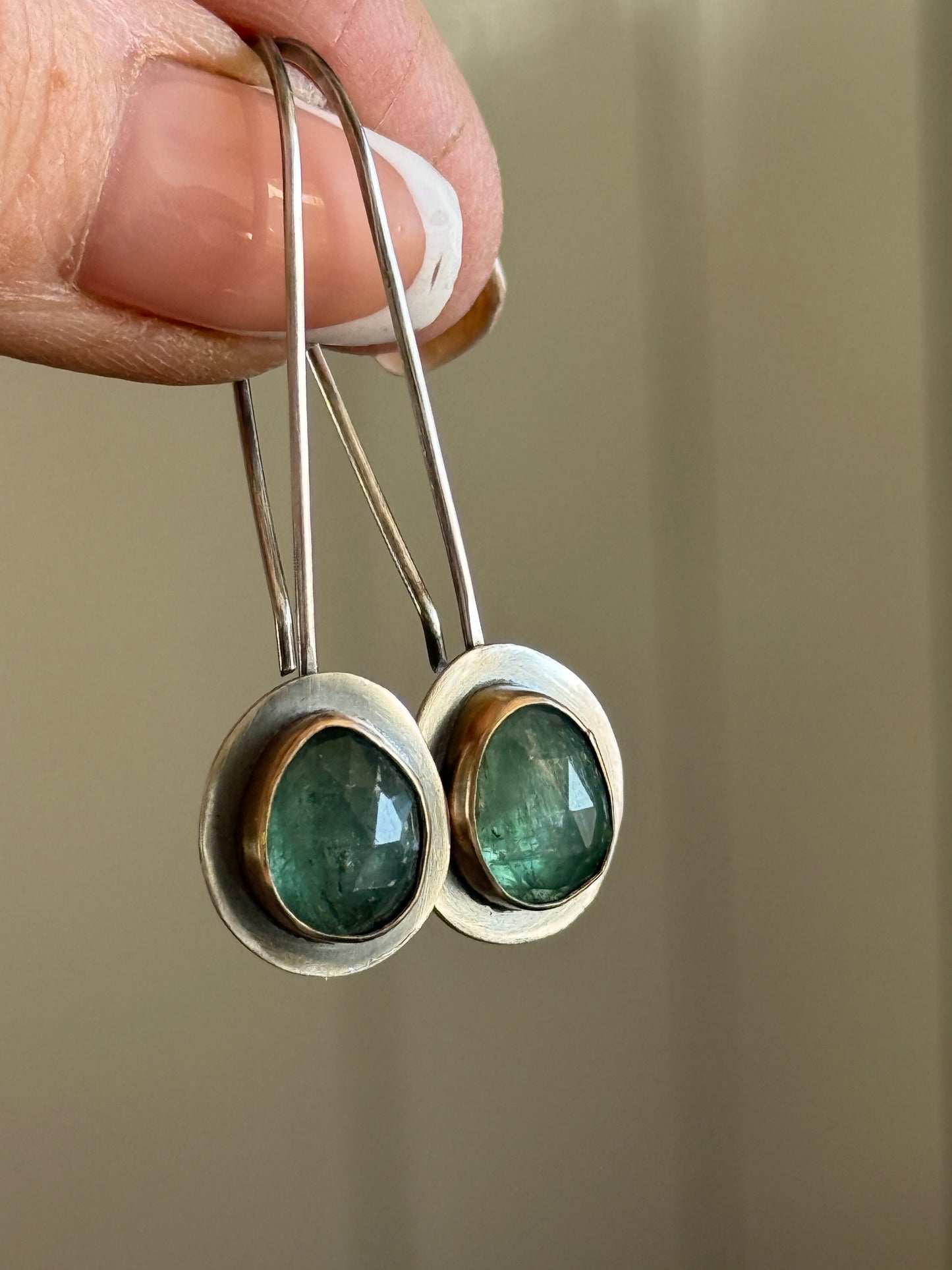 Emerald Kyanite Drop Earrings