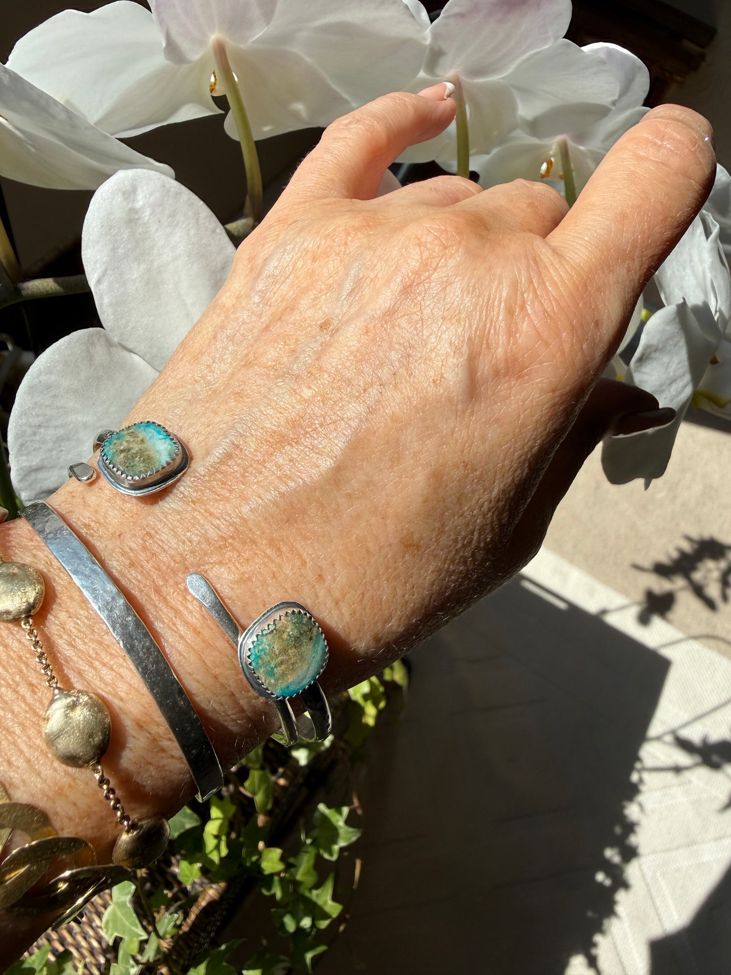 Opalised Petrified Wood Stone Open Bangle