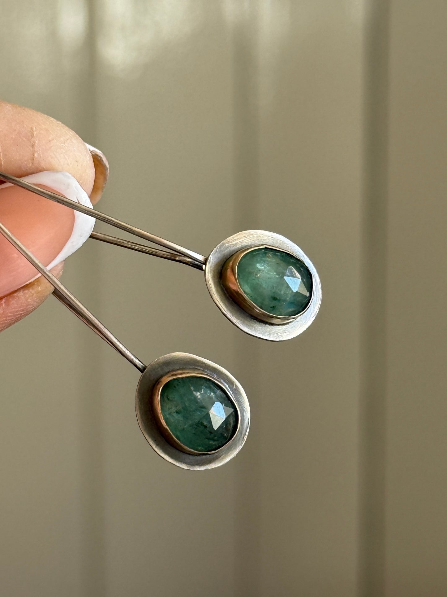 Emerald Kyanite Drop Earrings