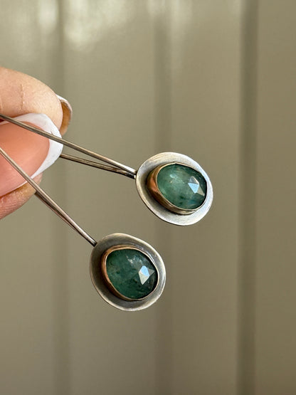 Emerald Kyanite Drop Earrings