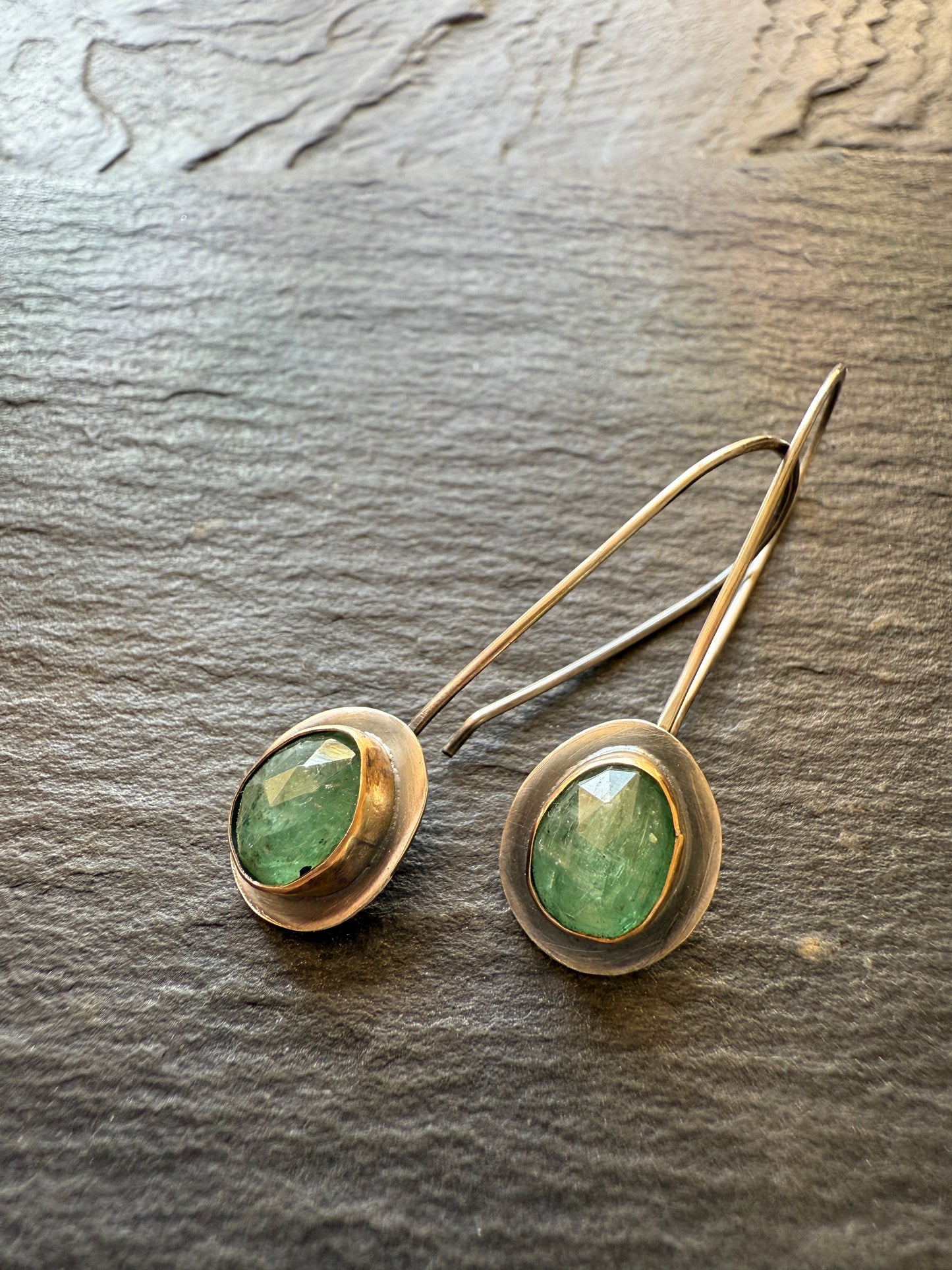 Emerald Kyanite Drop Earrings