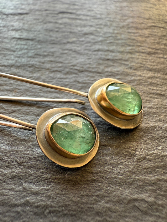 Emerald Kyanite Drop Earrings
