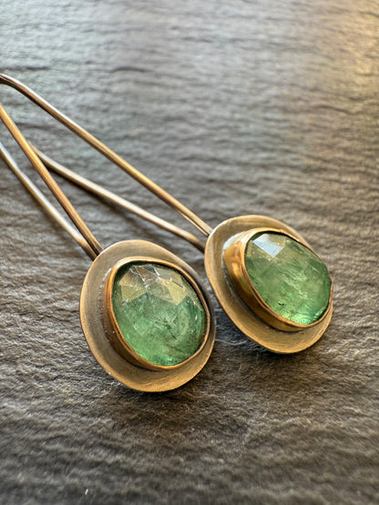 Emerald Kyanite Drop Earrings