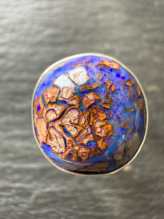 Purple Boulder Opal Ring 8