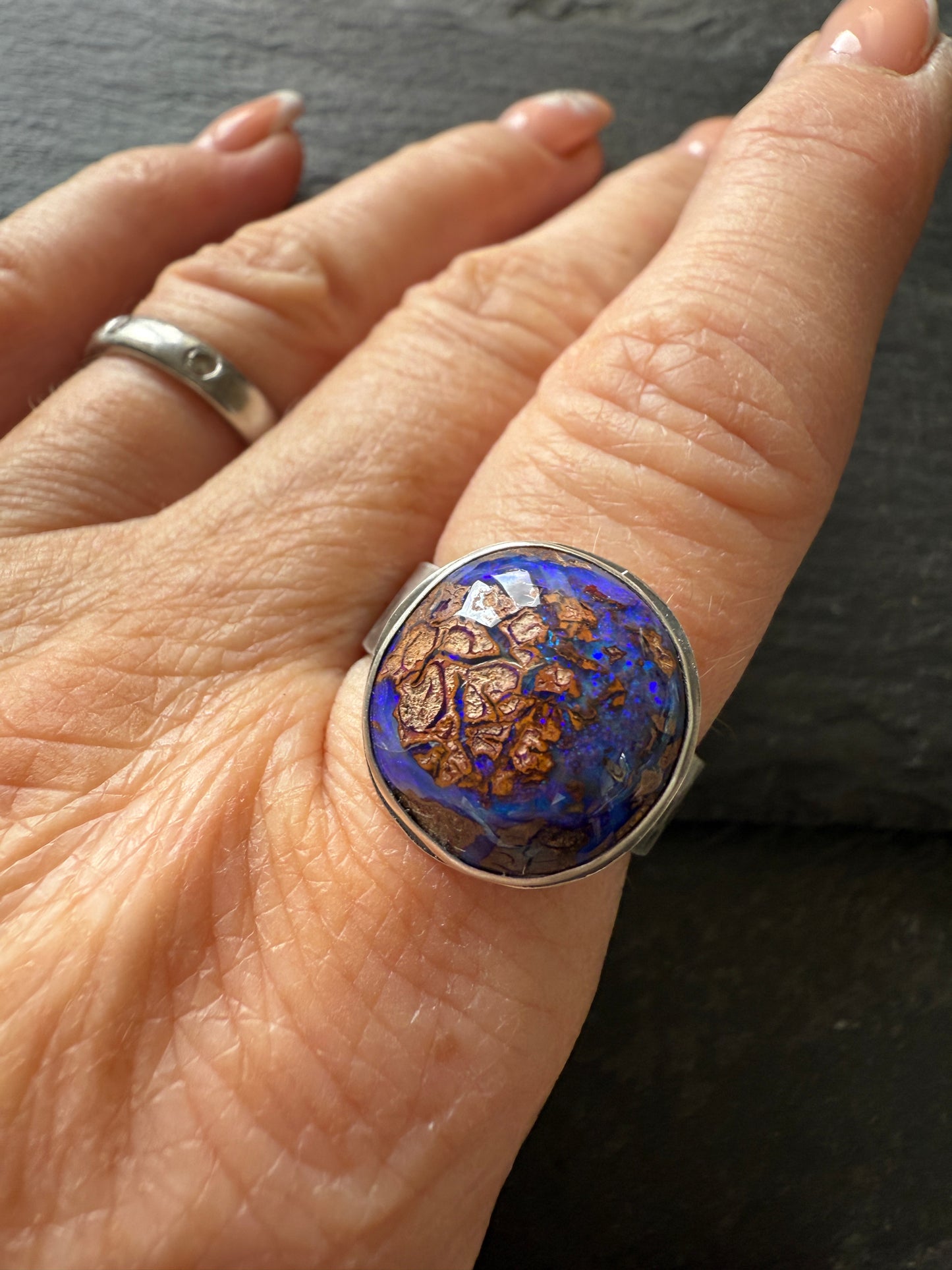 Purple Boulder Opal Ring 8