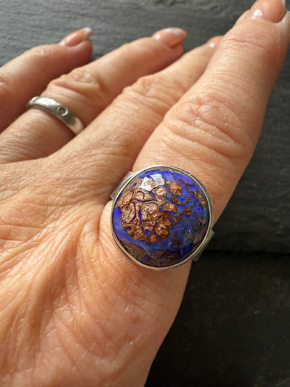 Purple Boulder Opal Ring 8