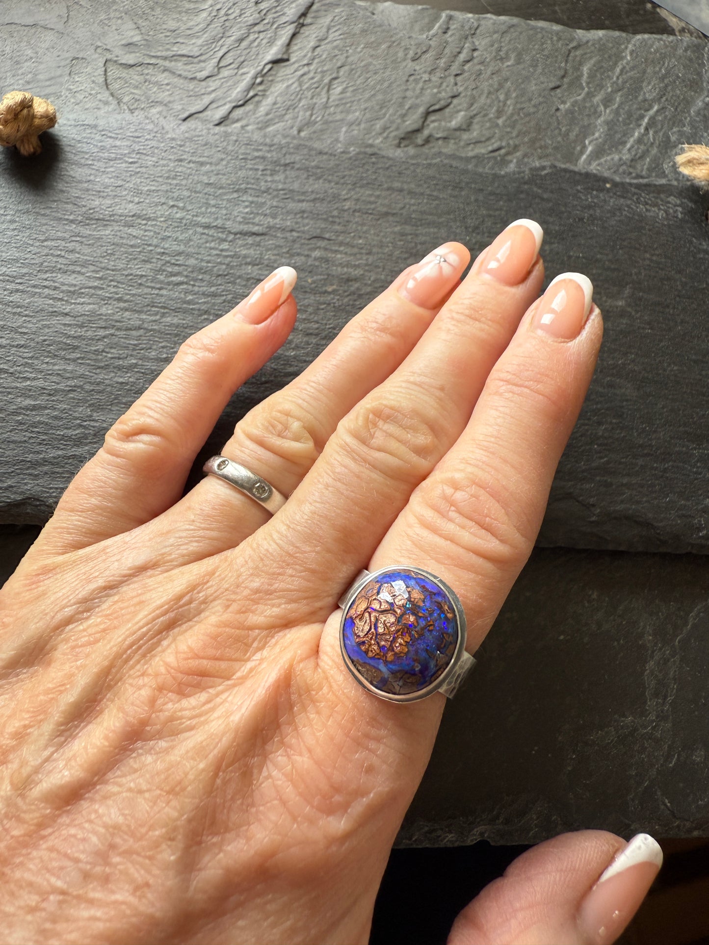 Purple Boulder Opal Ring 8