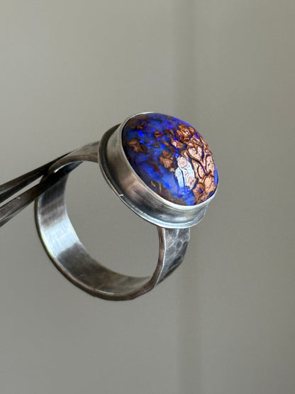 Purple Boulder Opal Ring 8