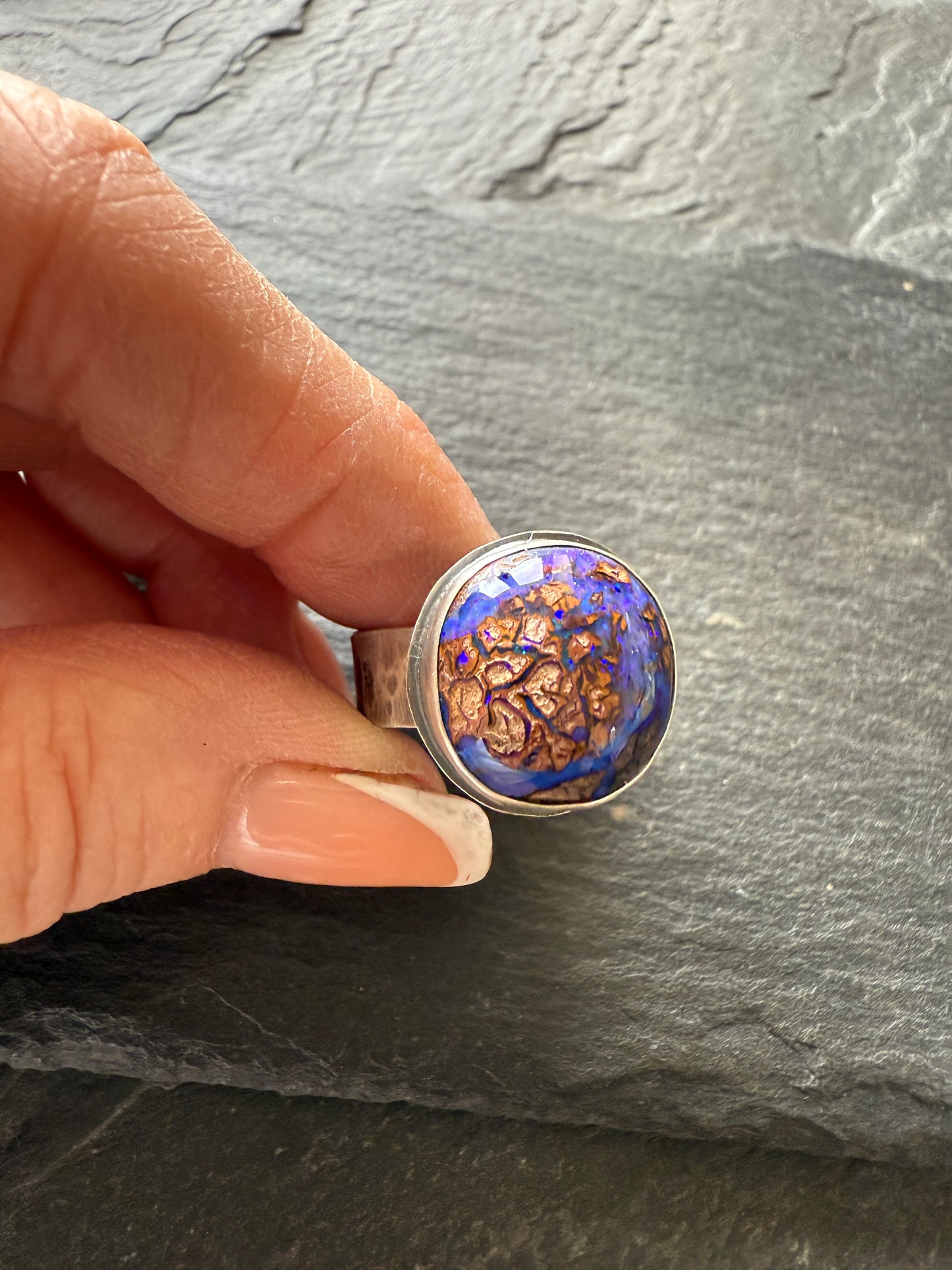 Purple Boulder Opal Ring 8