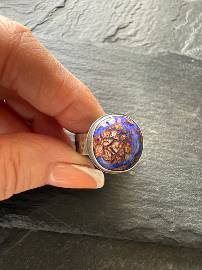 Purple Boulder Opal Ring 8
