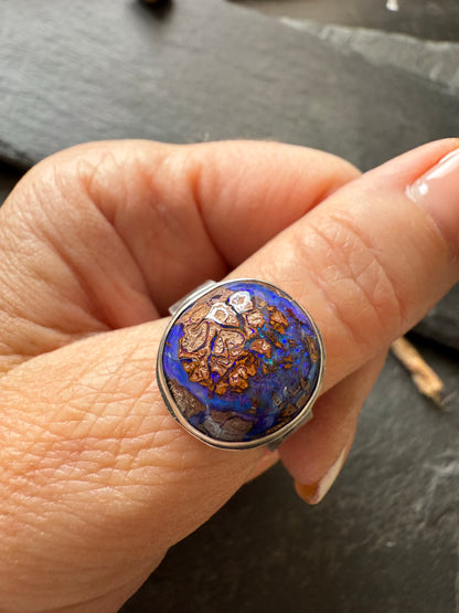 Purple Boulder Opal Ring 8