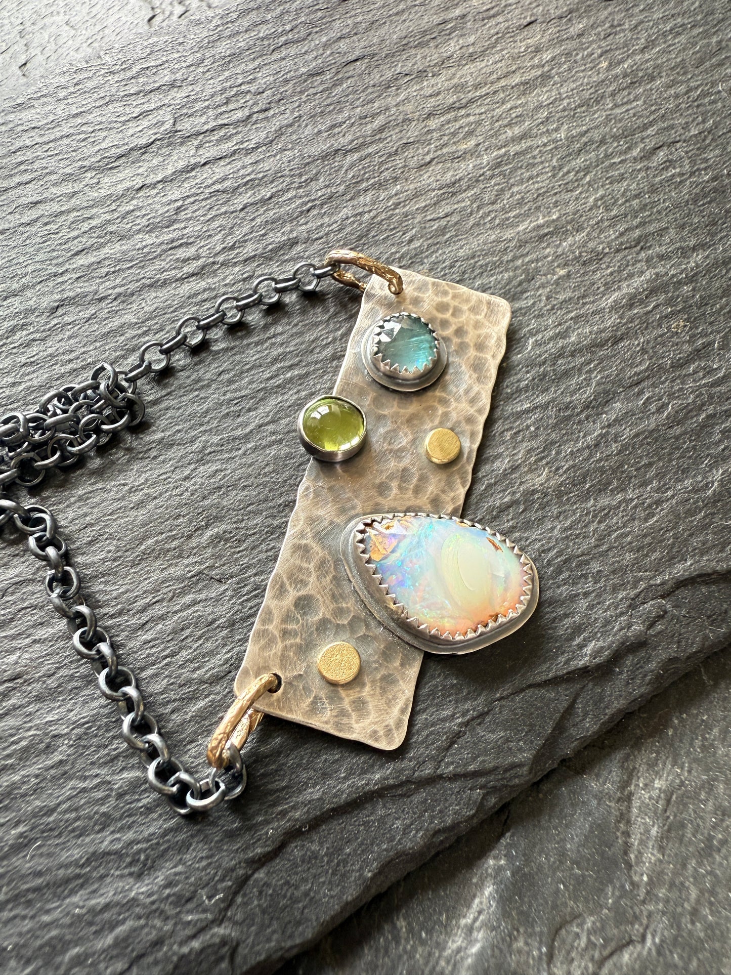 Opal, Kyanite & Peridot Necklace