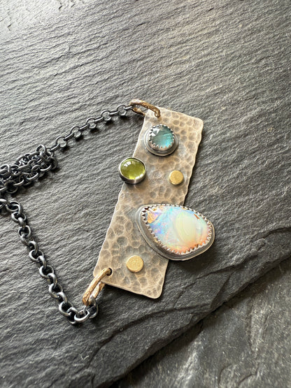 Opal, Kyanite & Peridot Necklace