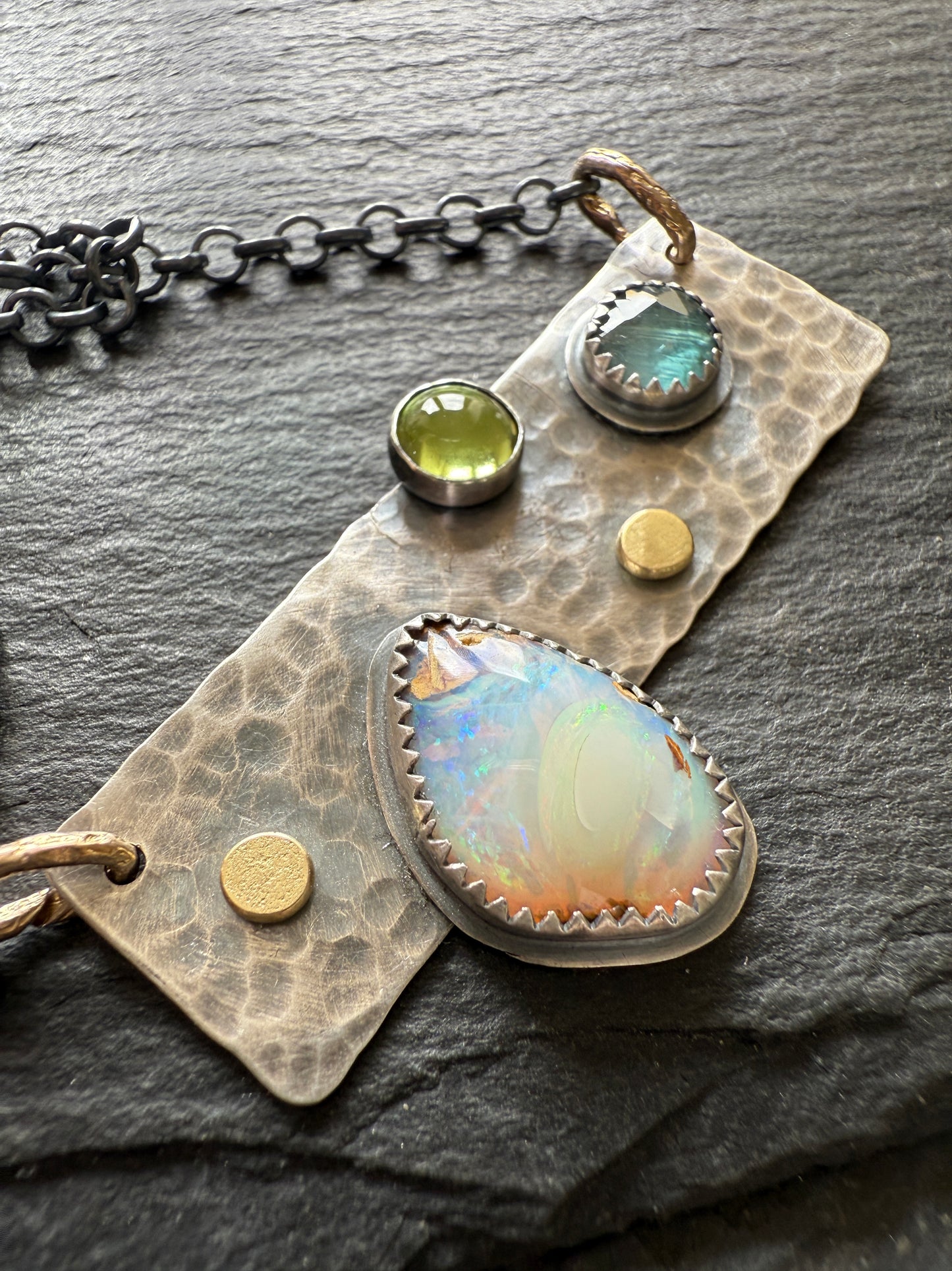 Opal, Kyanite & Peridot Necklace