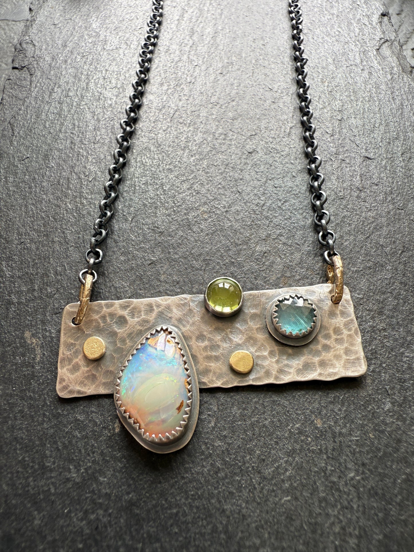 Opal, Kyanite & Peridot Necklace