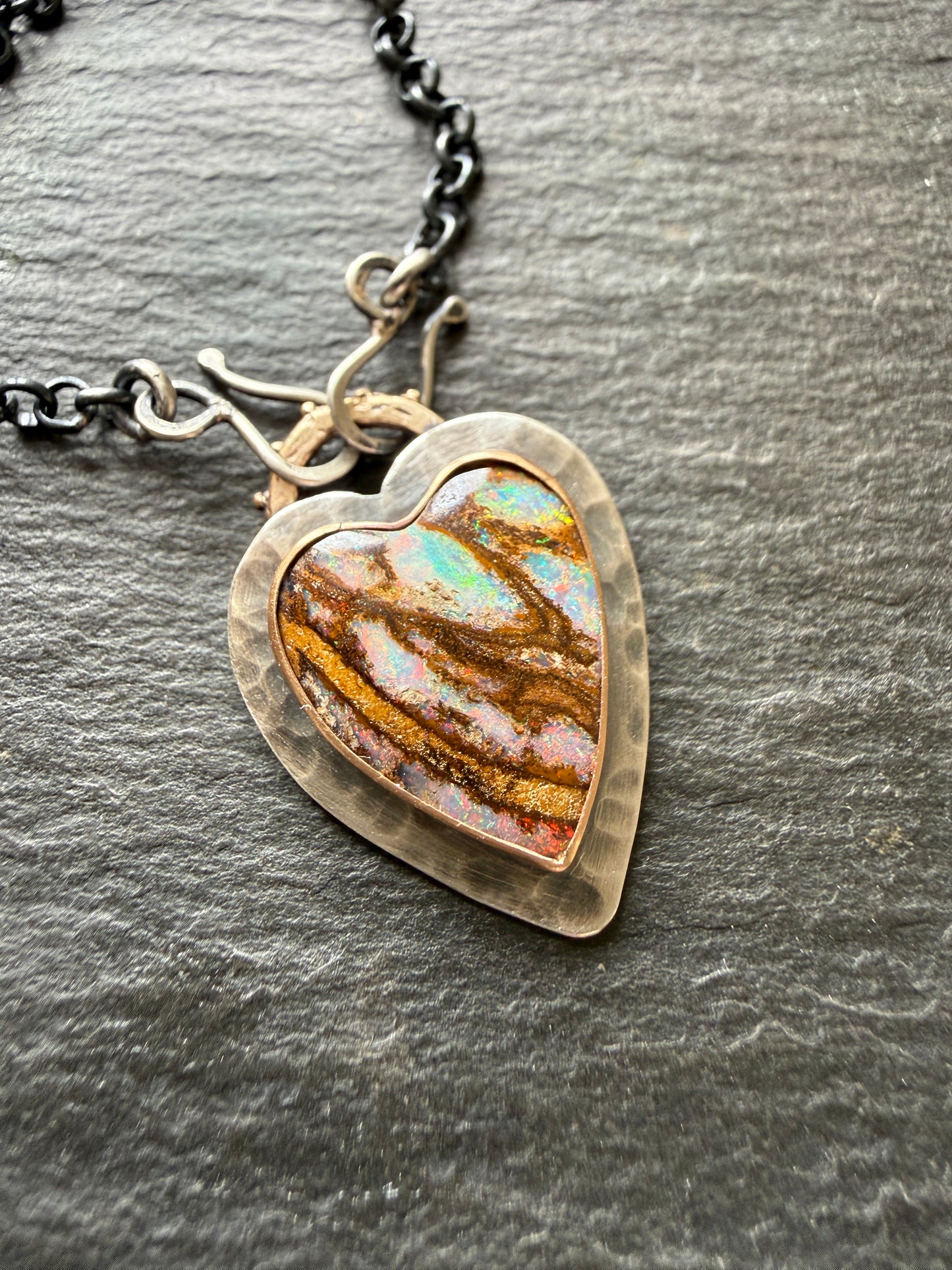 Stunning Boulder Opal Heart Pendant