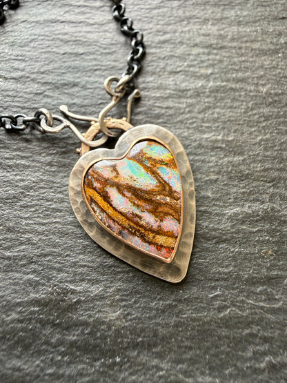Stunning Boulder Opal Heart Pendant