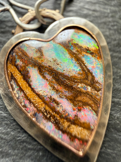 Stunning Boulder Opal Heart Pendant