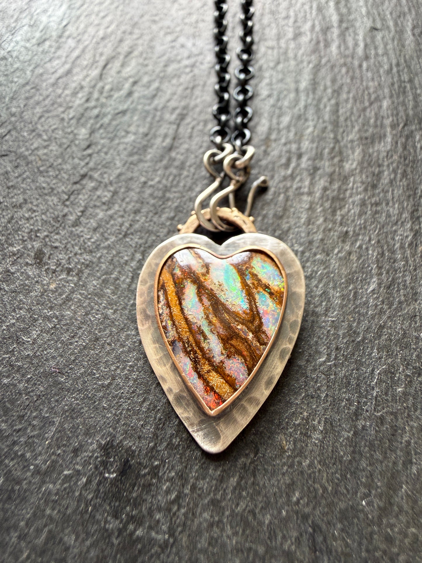 Stunning Boulder Opal Heart Pendant