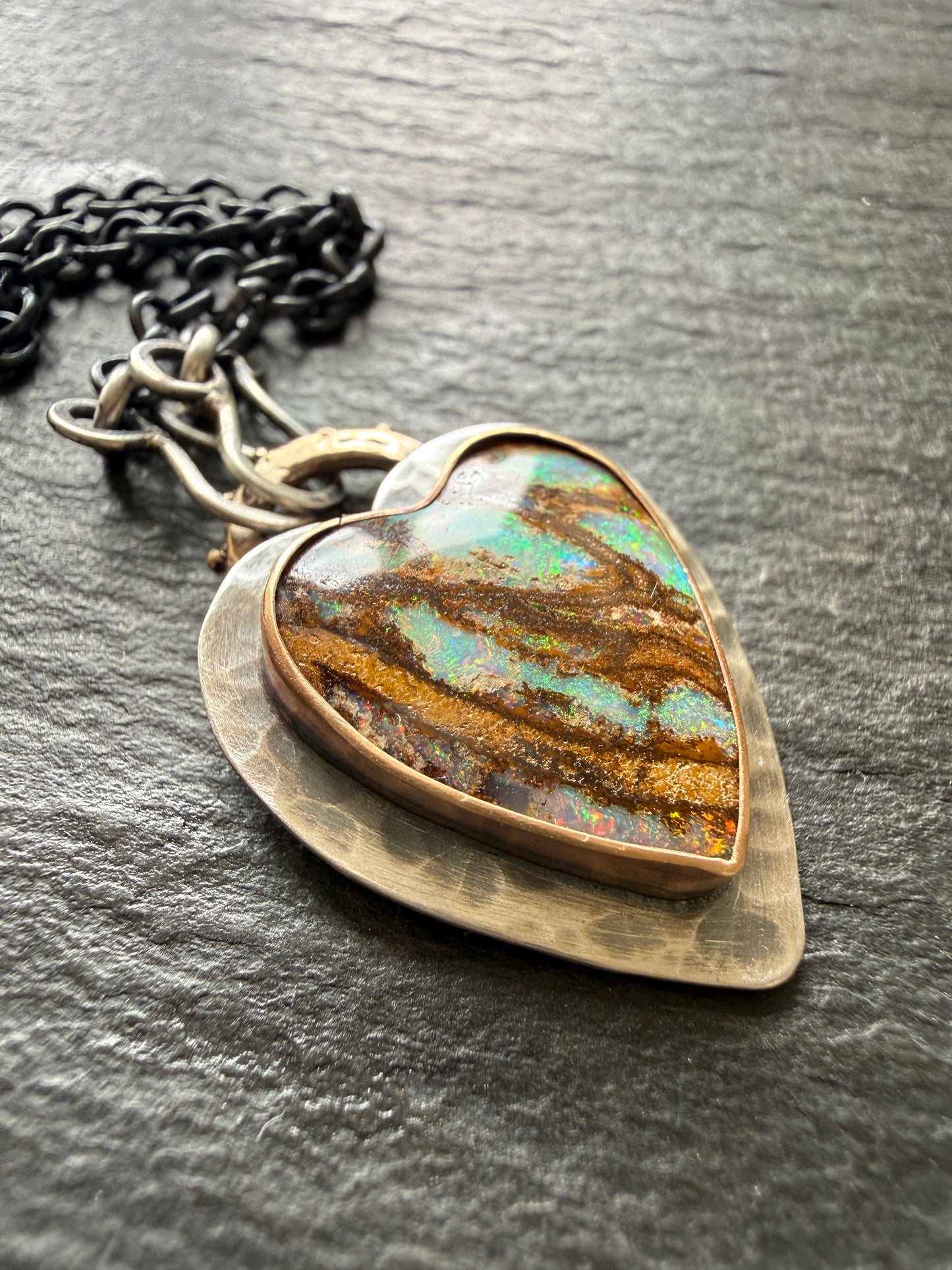 Stunning Boulder Opal Heart Pendant