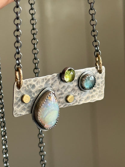 Opal, Kyanite & Peridot Necklace