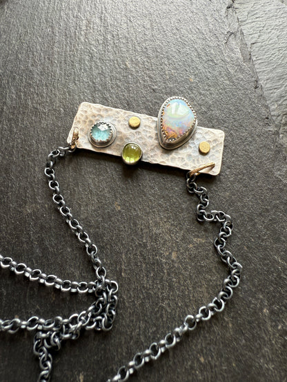 Opal, Kyanite & Peridot Necklace