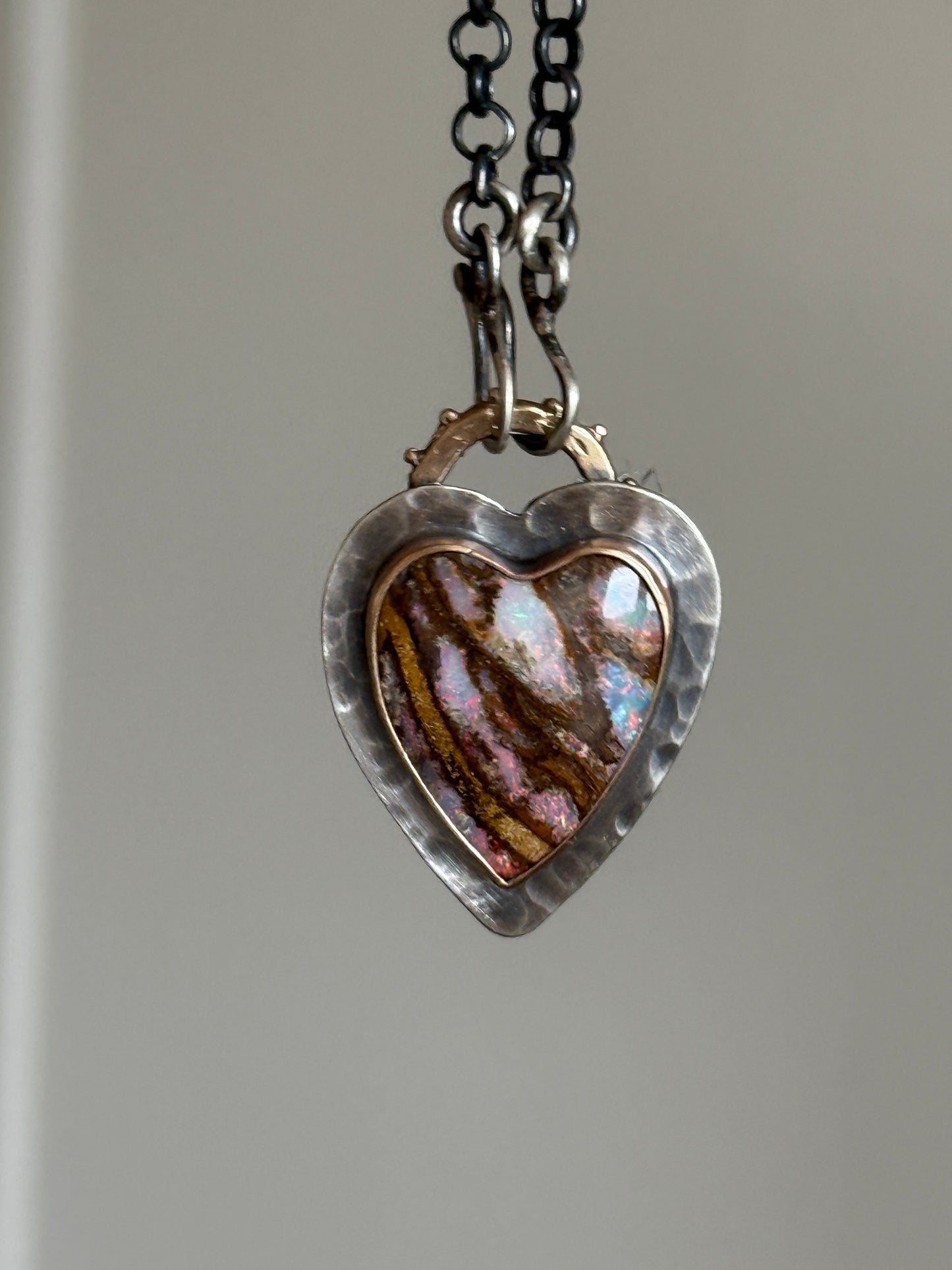 Stunning Boulder Opal Heart Pendant