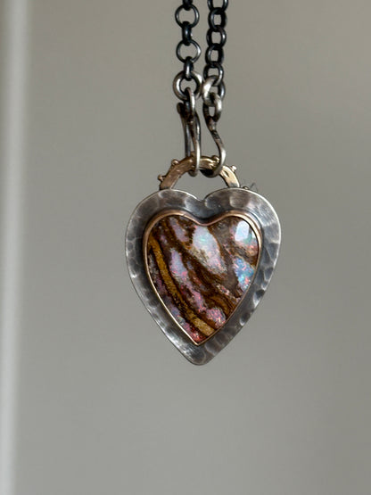 Stunning Boulder Opal Heart Pendant
