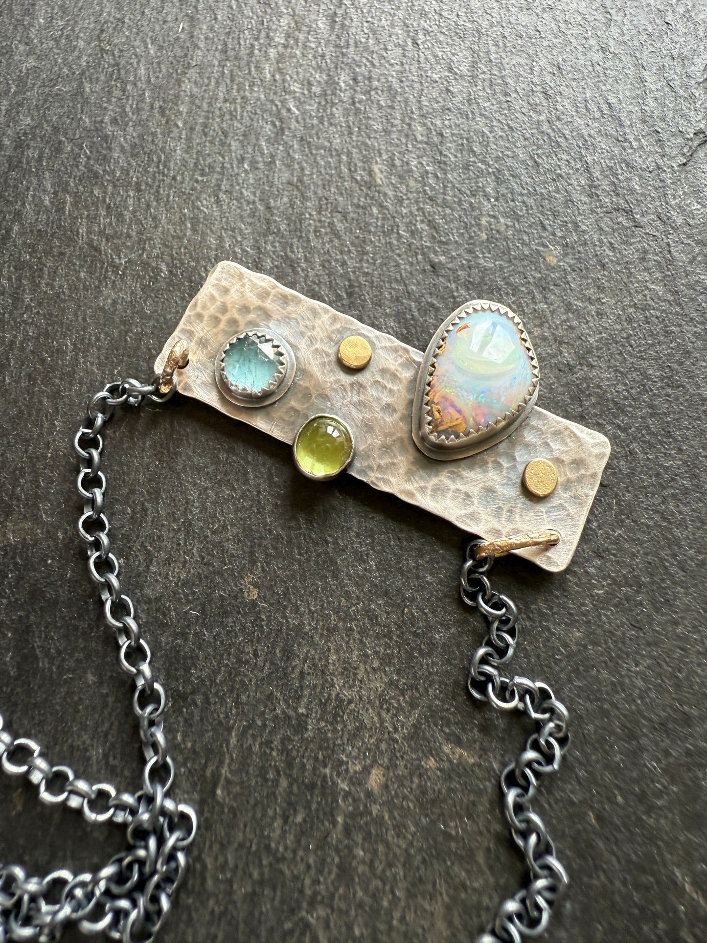 Opal, Kyanite & Peridot Necklace