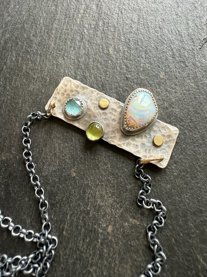 Opal, Kyanite & Peridot Necklace