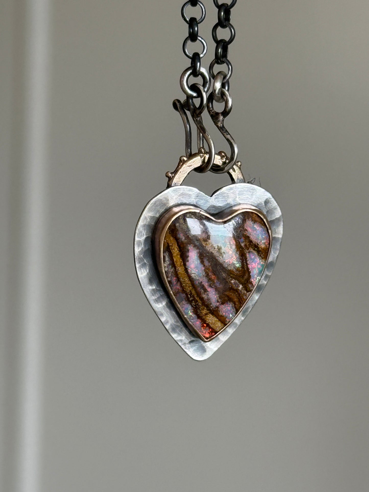 Stunning Boulder Opal Heart Pendant