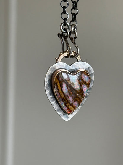 Stunning Boulder Opal Heart Pendant