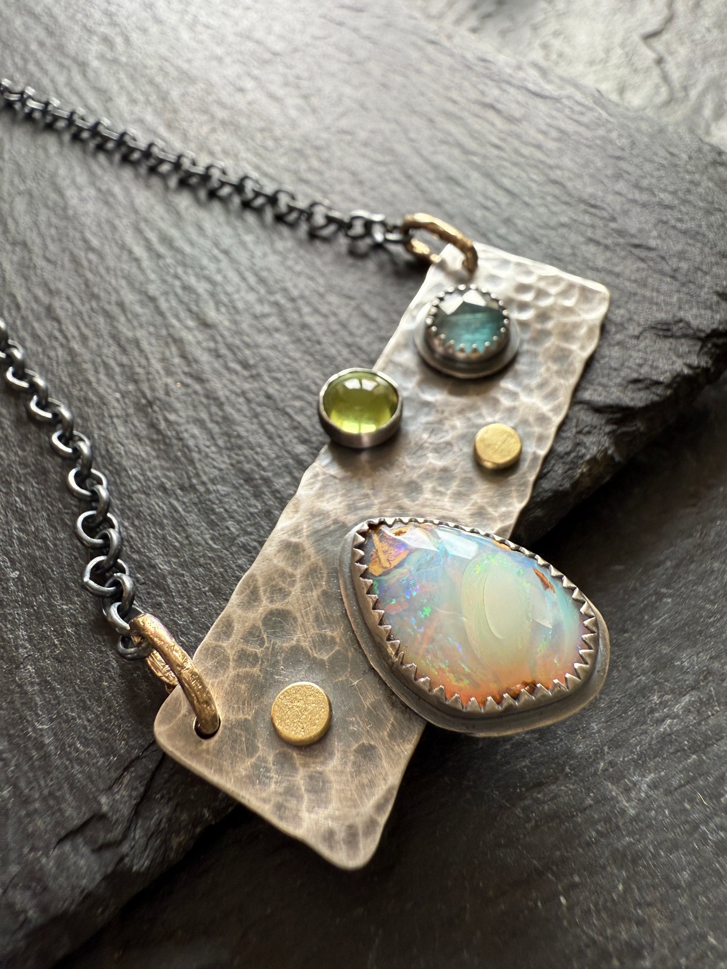 Opal, Kyanite & Peridot Necklace