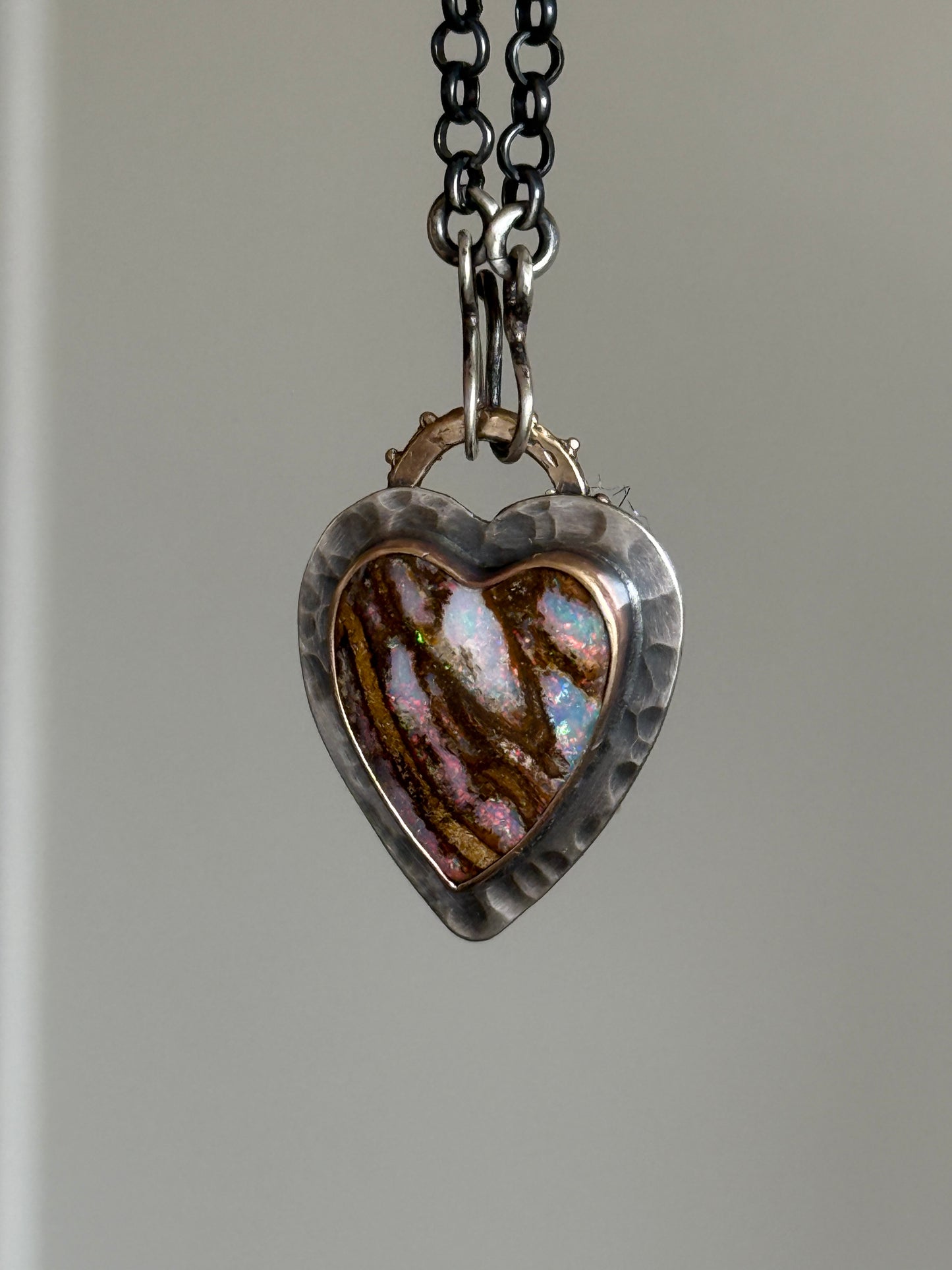 Stunning Boulder Opal Heart Pendant