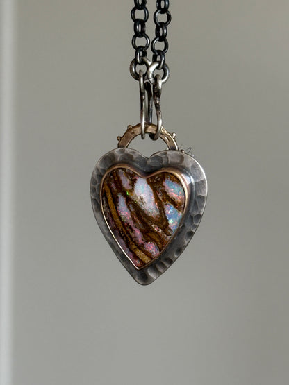 Stunning Boulder Opal Heart Pendant